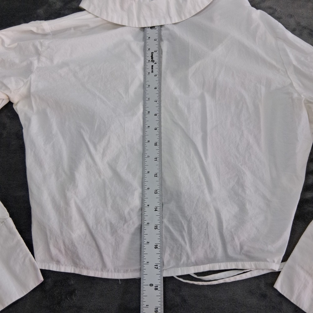 Love Potion Cinched Front Blouse Womens Small White Cotton Long Sleeve Cropped - Picture 8 of 10